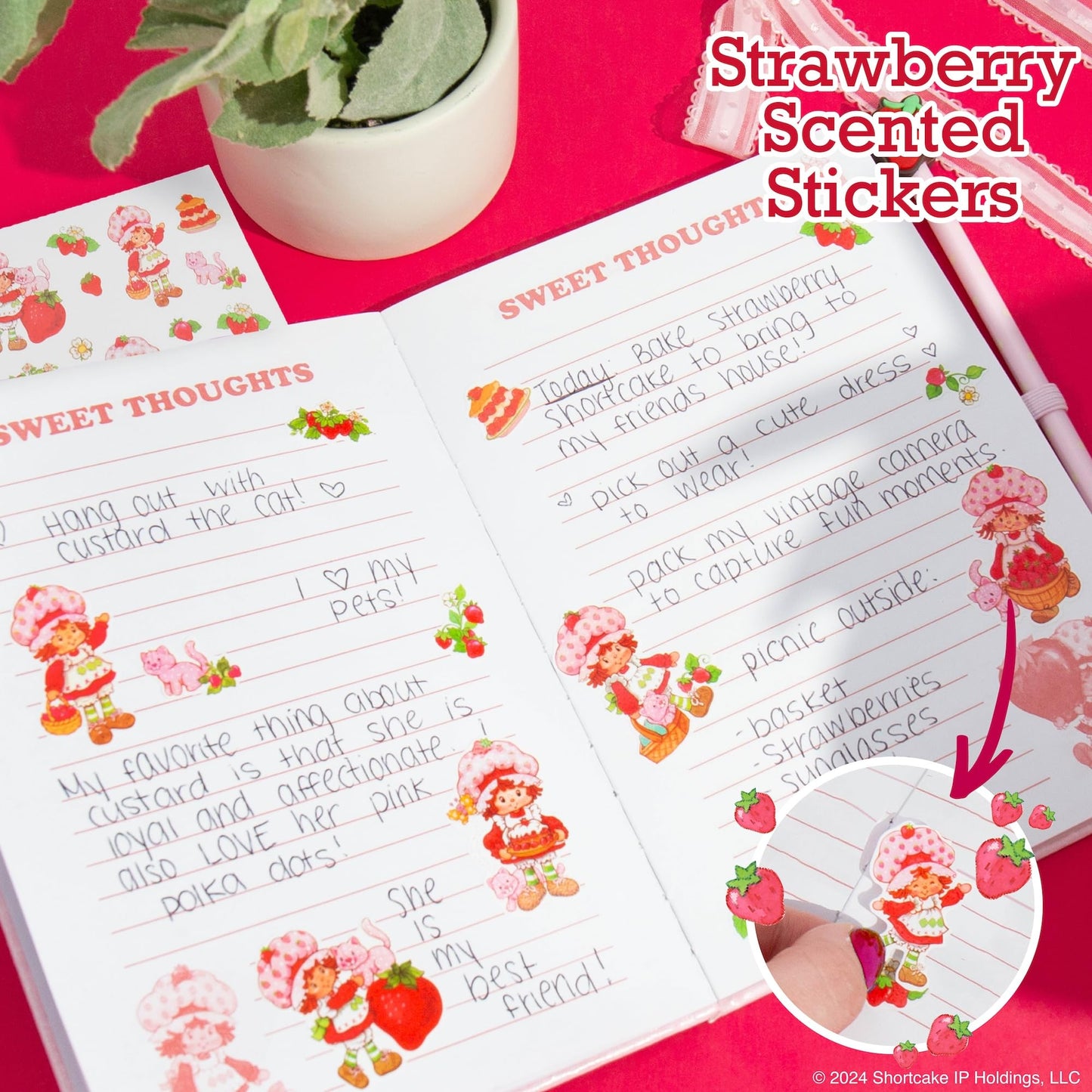 Strawberry Shortcake Journal Set – Diary Kit with Pen & Scented Stickers, Cute Stationery Gift for Girls, Perfect for Ages 8+