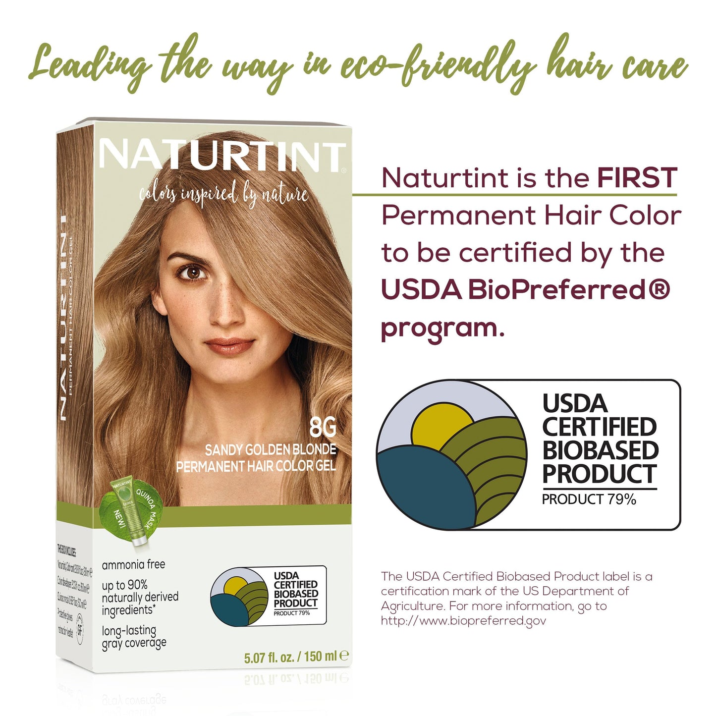 Naturtint 8G Sandy Golden Blonde Permanent Hair Color (Pack of 1), Ammonia Free, Vegan, Cruelty Free, up to 100% Gray Coverage, Long Lasting Results