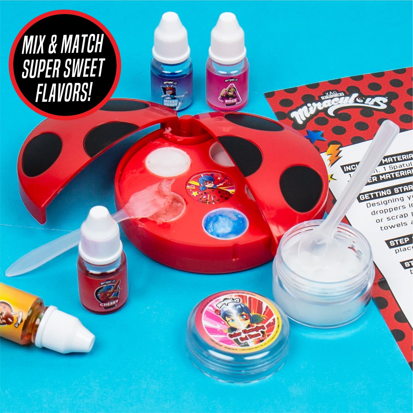 Miraculous Color-Changing Lip Balm Maker, Make Your Own Ladybug Lip Gloss Kit, Travel-Friendly Lip Balm Palette Great for Miraculous Parties