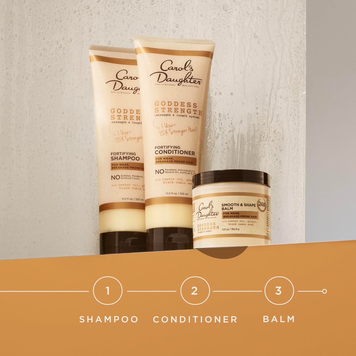 Carol's Daughter Goddess Strength Conditioner 11oz – Sulfate-Free with Castor Oil, Fortifies Weak Wavy, Coily & Curly Hair