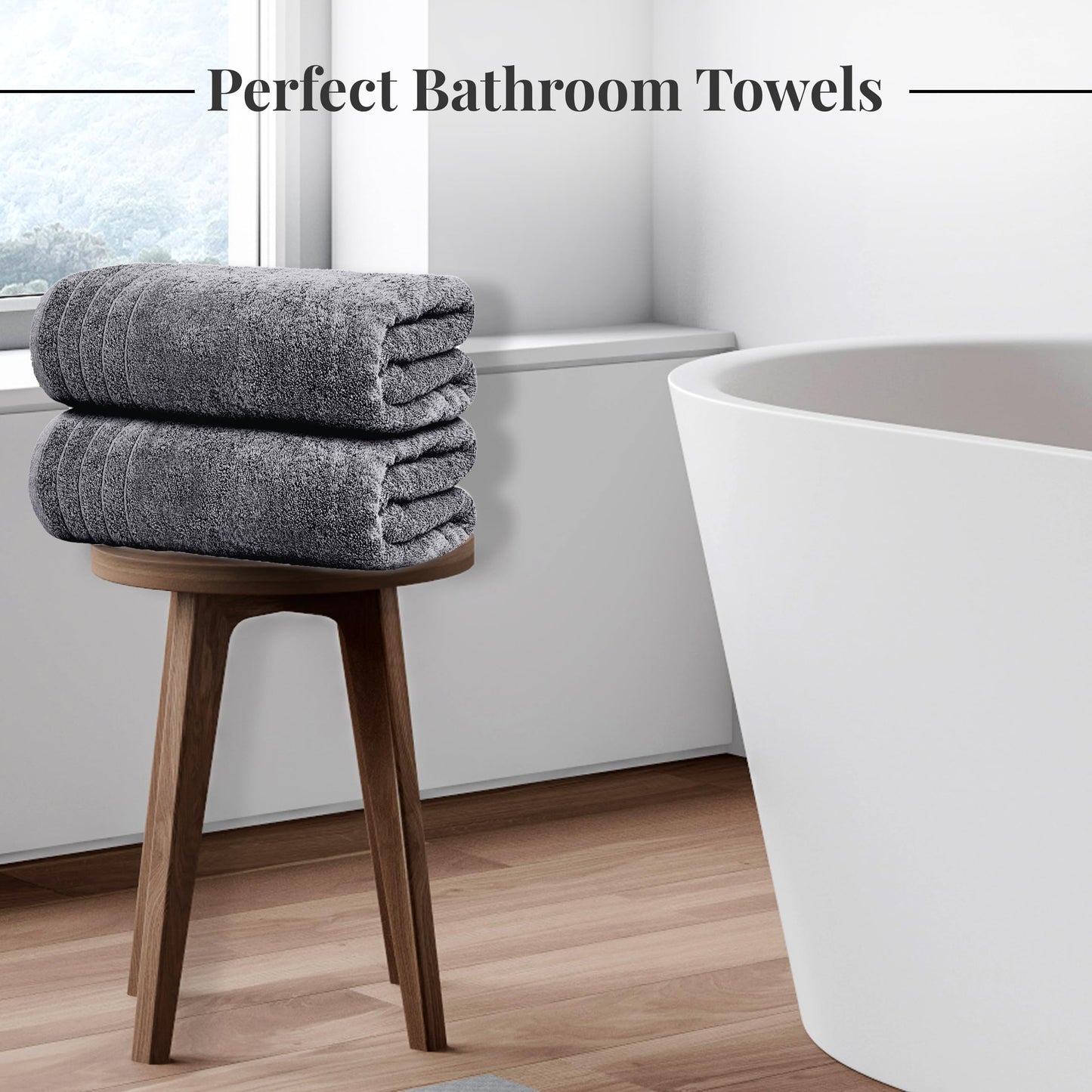 Tens Towels 8-Piece Set, 2 XL Bath, 2 Hand & 4 Washcloths, 100% Cotton, Lightweight, Quick Dry & Super Absorbent for Bathroom, Dark Grey