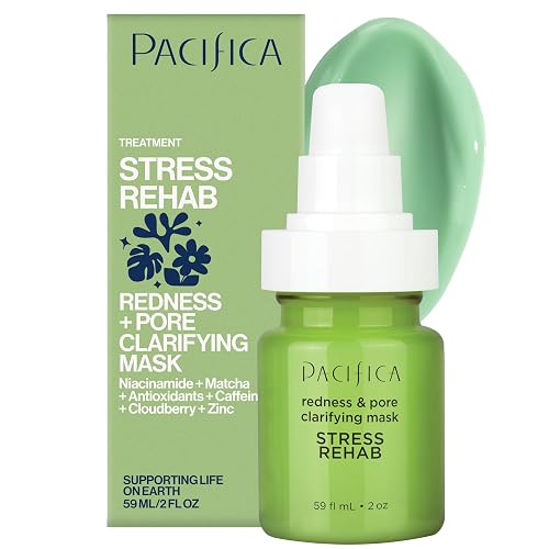 Pacifica Stress Rehab Redness & Pore Clarifying Face Mask, Niacinamide & Caffeine Facial Mask for Redness Relief, Pore Minimizer for Oily Skin, Clean
