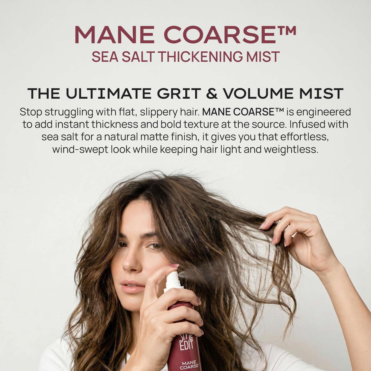 STYLE EDIT MANE COARSE™ Sea Salt Spray for Hair | Thickening Texturizing Spray for Men & Women | Instant Volume & Texture with Light Hold for Beach