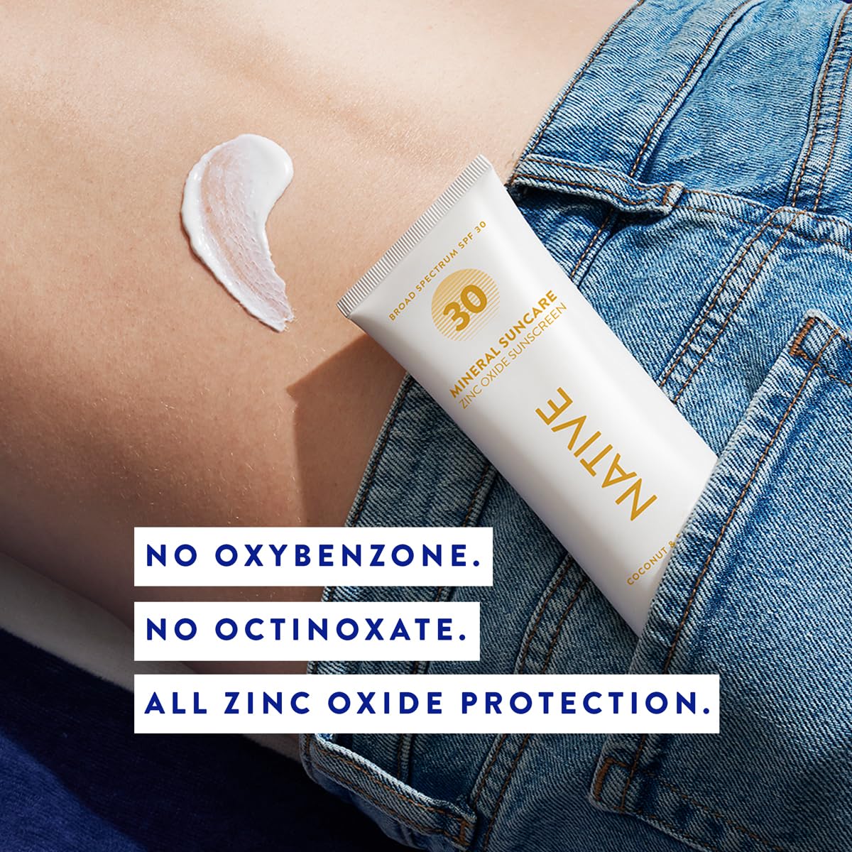 Native Sunscreen SPF 30, Zinc Oxide Dermatologist Tested Suitable for Sensitive Skin & Hawaii Compliant, 5 Ounces | Pineapple & Coconut Scent Sun