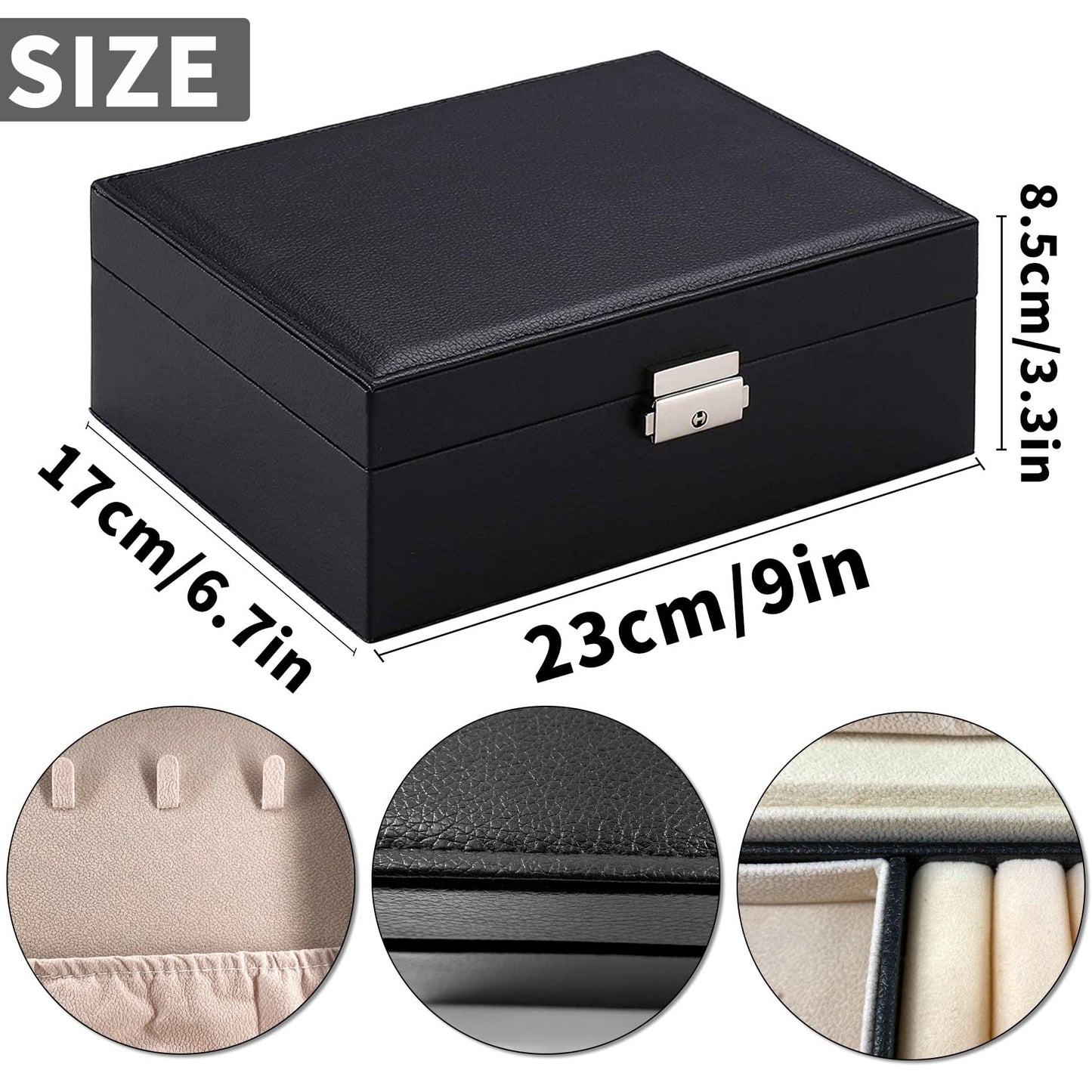 Rovepic 2 Layers Jewelry Box Organizer Valentines Day Gift Container Removable with Lock Necklace Holders Display Tray Storage Case Earring Rings…