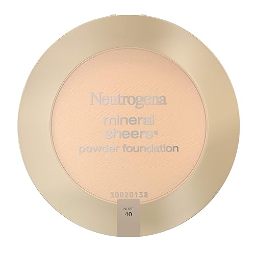 Neutrogena Mineral Sheers Compact Powder Foundation, Lightweight & Oil-Free Mineral Foundation, Fragrance-Free, Nude 40, .34 oz