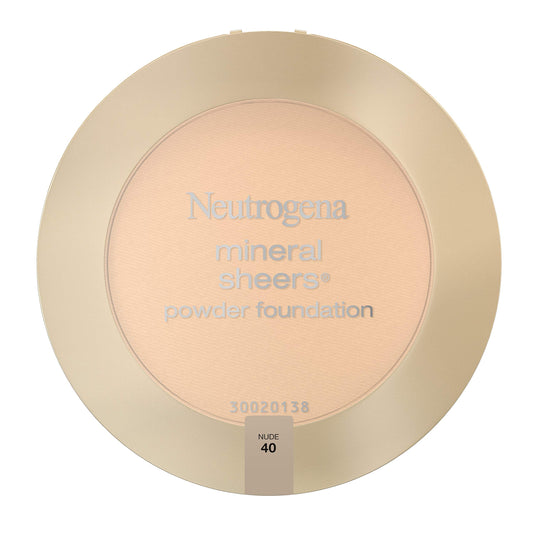 Neutrogena Mineral Sheers Compact Powder Foundation, Lightweight & Oil-Free Mineral Foundation, Fragrance-Free, Nude 40, .34 oz