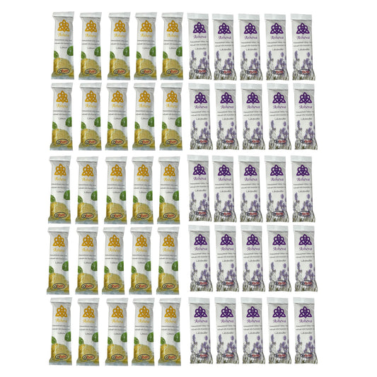 Asheva 8" x 9" Individually Wrapped Oshibori Disposable Towels - Luxurious Moist Cotton Hot/Cold Refreshment Towel - Lavender, Lemon, or Tea Tree