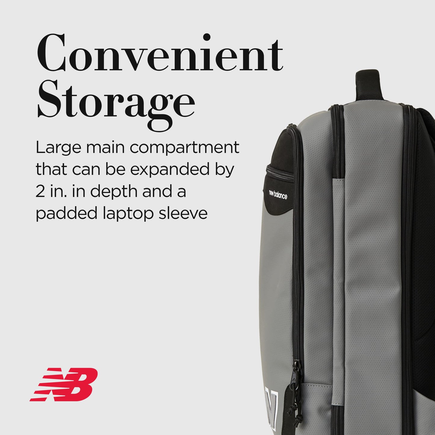 New Balance Laptop Backpack, Legacy Commuter Travel Bag for Men and Women, Grey, One Size