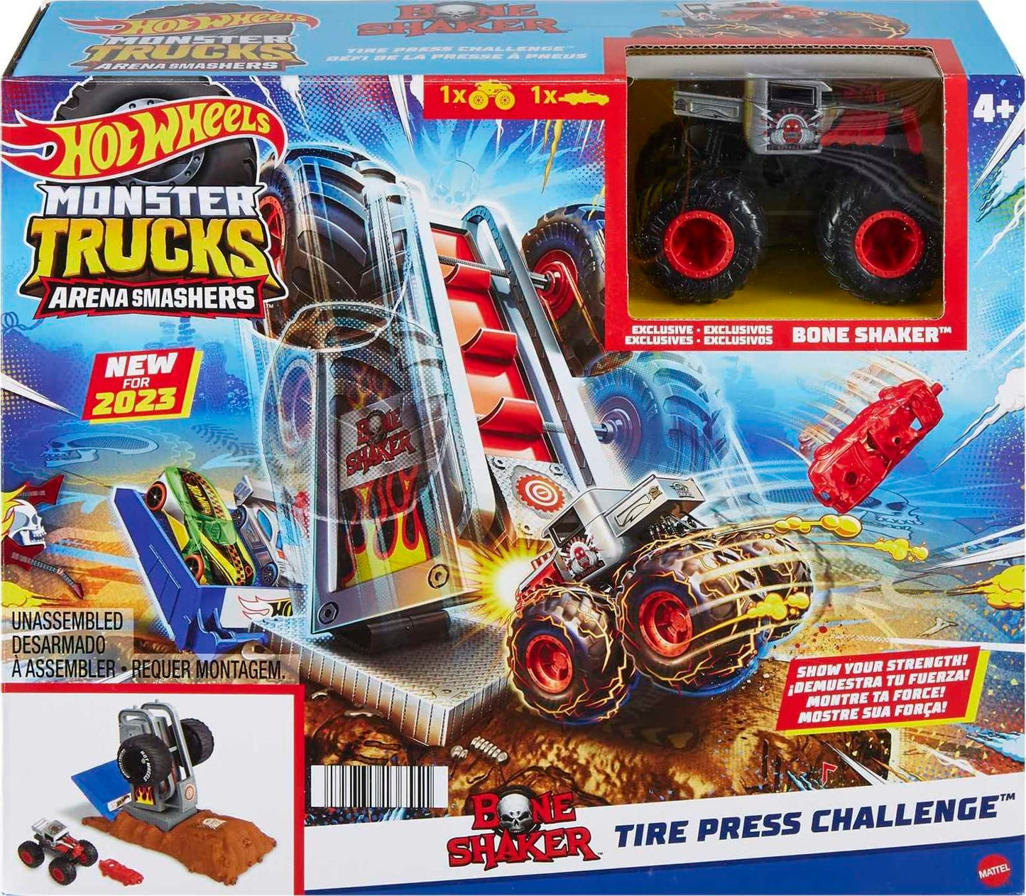 Hot Wheels Monster Trucks Arena Smashers - Bone Shaker Tire Pressure Challenge