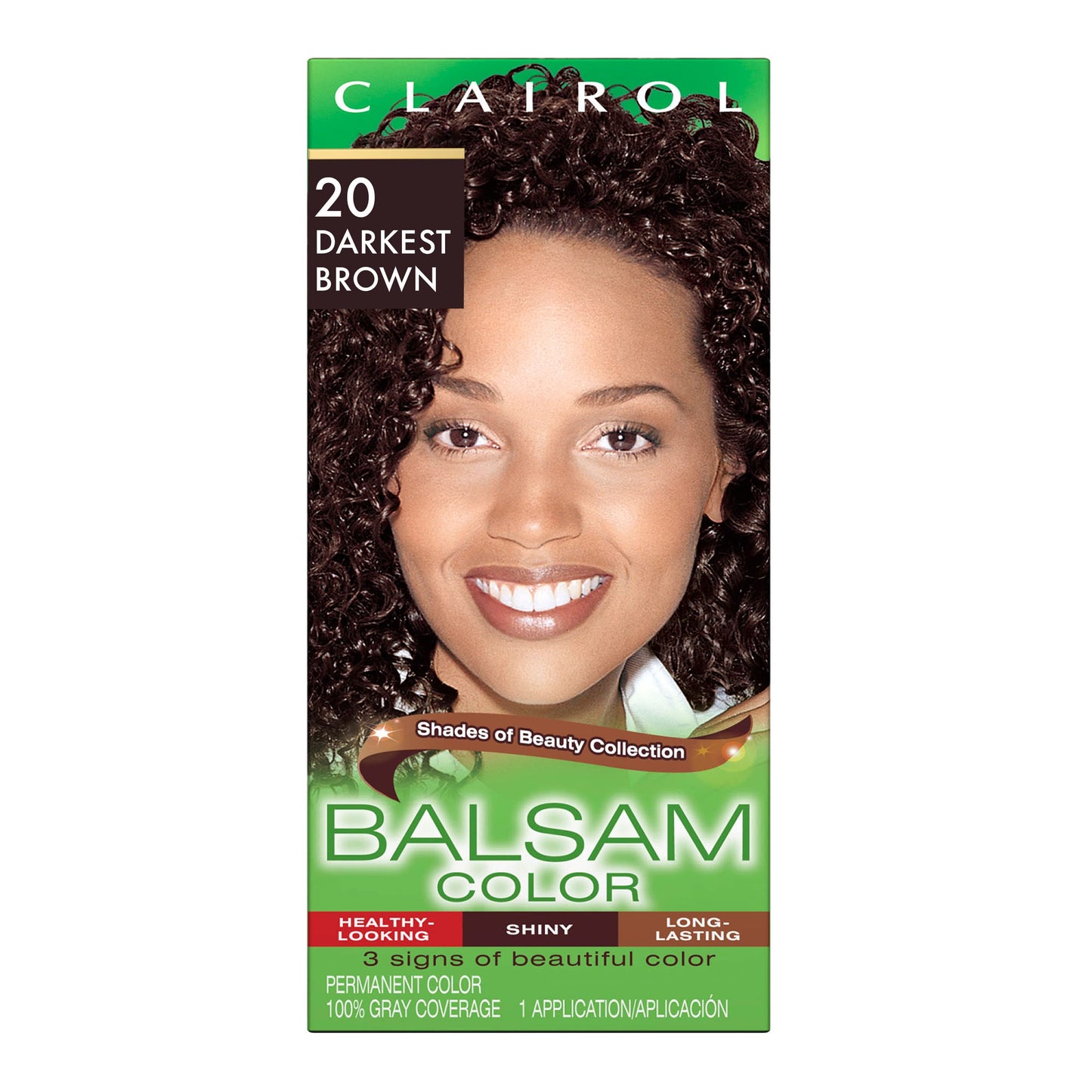 Clairol Balsam Permanent Hair Dye, 020 Darkest Brown Hair Color, Pack of 1