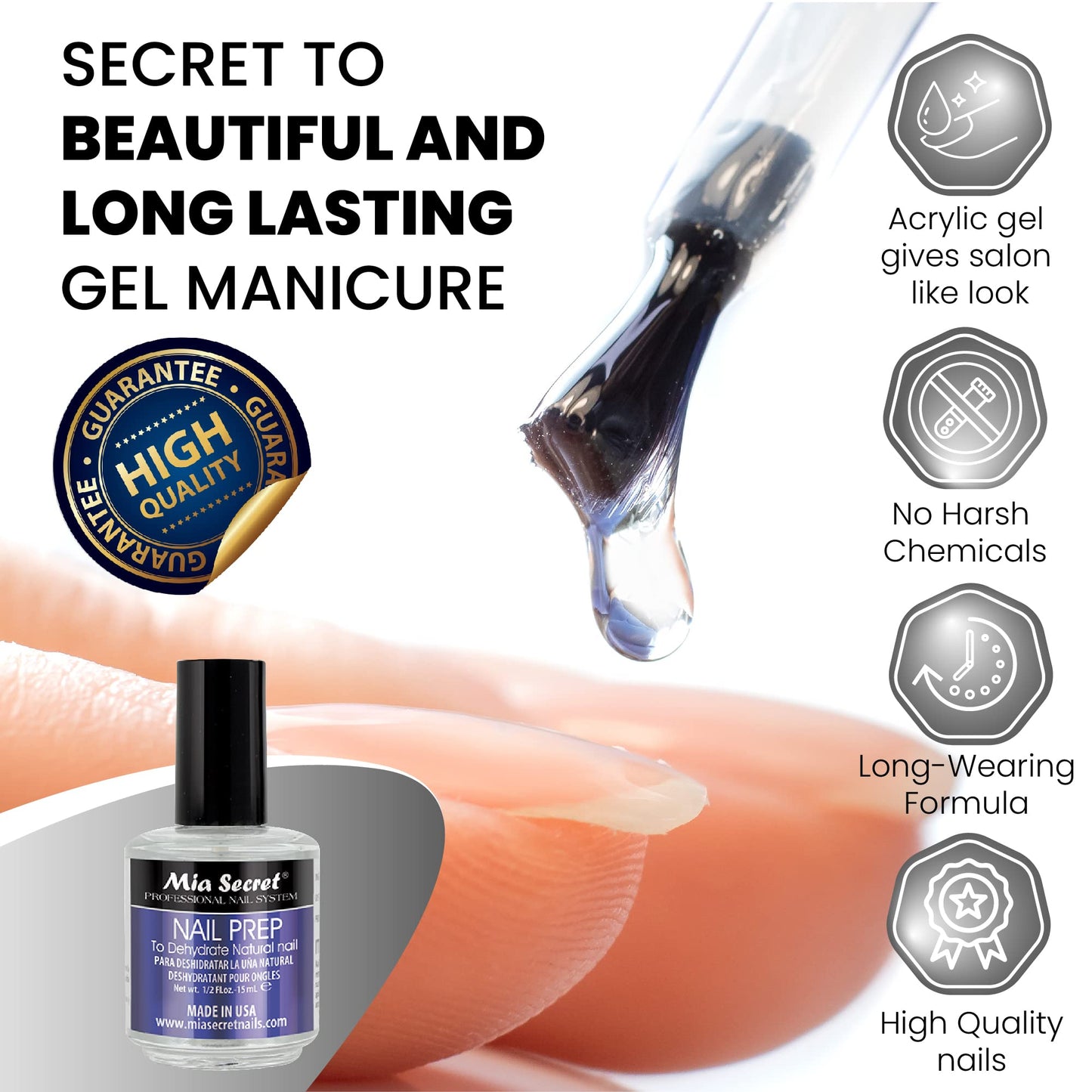Mia Secret Acrylic Nail Kit: 1/2 oz liquid monomer, 1/2 oz clear acrylic powder, ultra quick nail glue, 1/2 oz ultra gloss top coat, fancy 20 nail Beauty & Personal Care Mia Secret