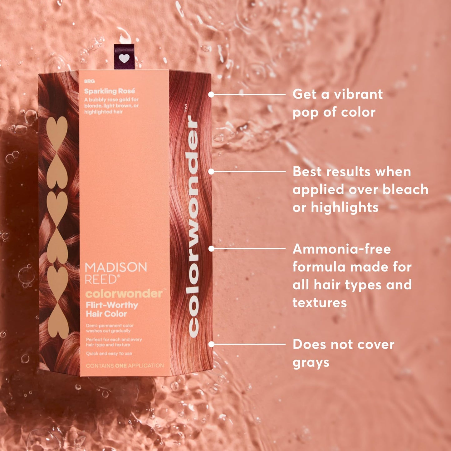 Madison Reed ColorWonder Demi-Permanent Hair Color Kit - 8RG Rose Gold (Sparkling Rosé) | Soft Rose-Gold Tone, Lasts 25 Washes, Ammonia-Free