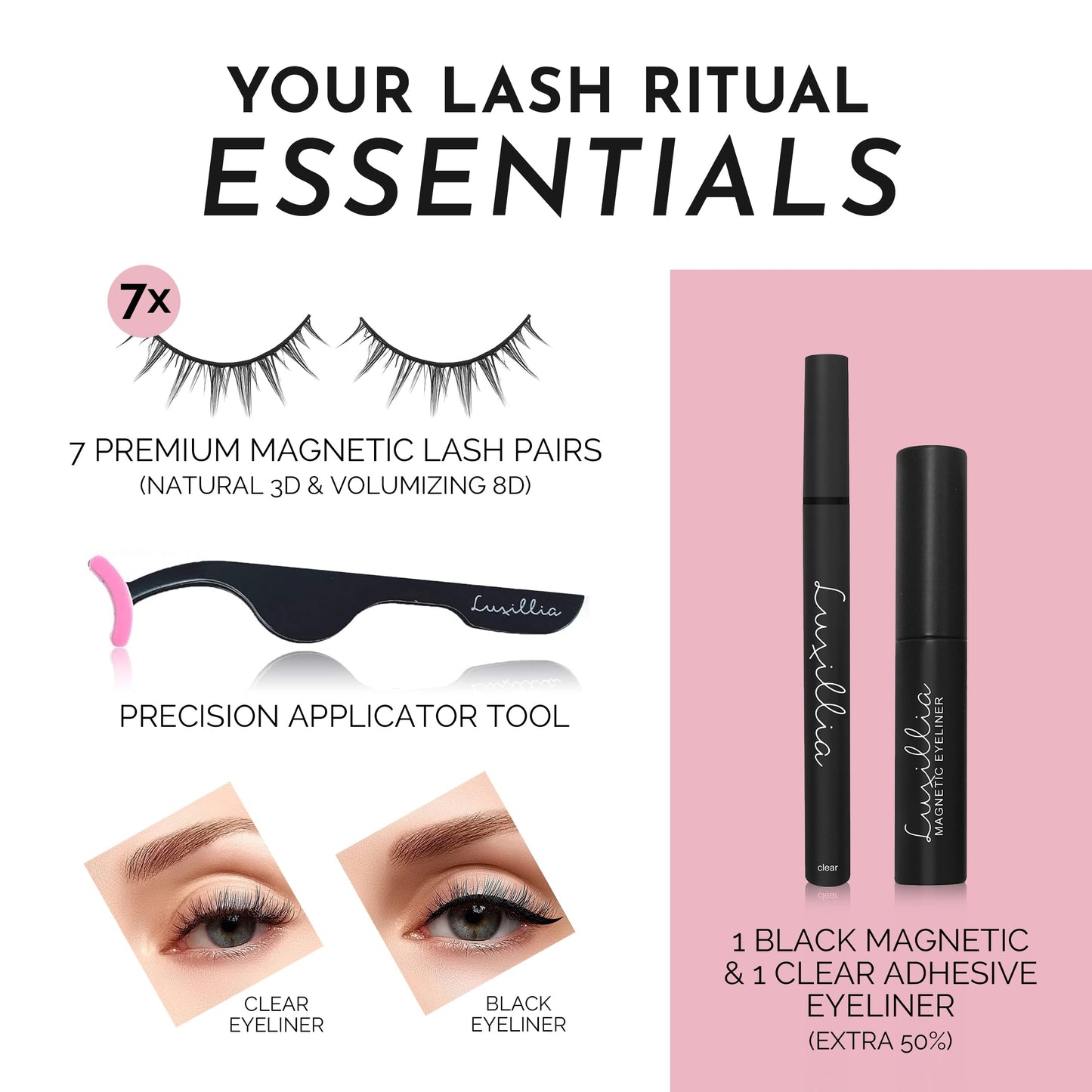 Luxillia Magnetic Eyelashes with Applicator Kit - 10 Set Natural Eye Lashes Beauty and Personal Care Luxillia