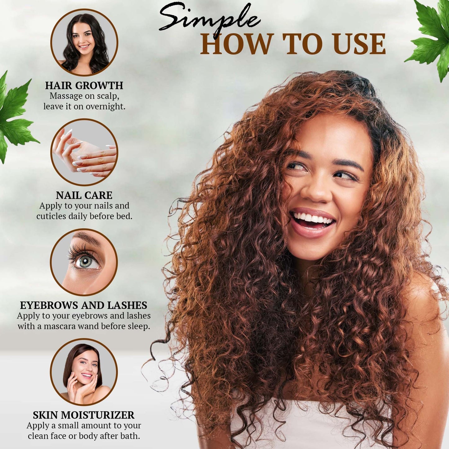 Organic Castor Oil in Glass Bottle - 16 Oz Cold Pressed & Hexane-Free - USDA Certified - Hair Growth Oil For Lashes, Brows, Skin & Scalp - with Pump