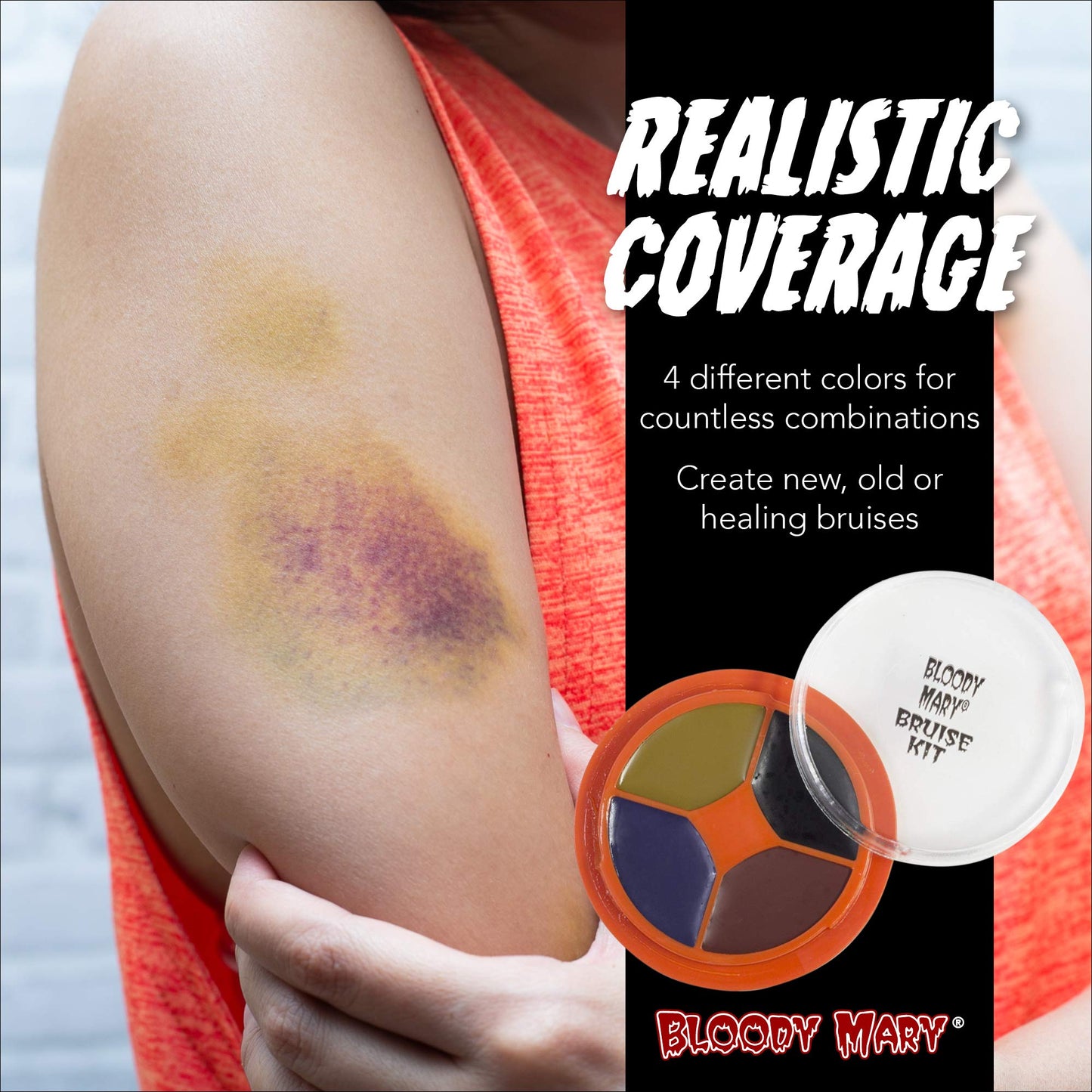 Bloody Mary, Special Effects Bruise Makeup Kit By Bloody Mary - Theatrical & Halloween Bruising Palette - SFX Fake Bruise Wheel For Fresh, Black