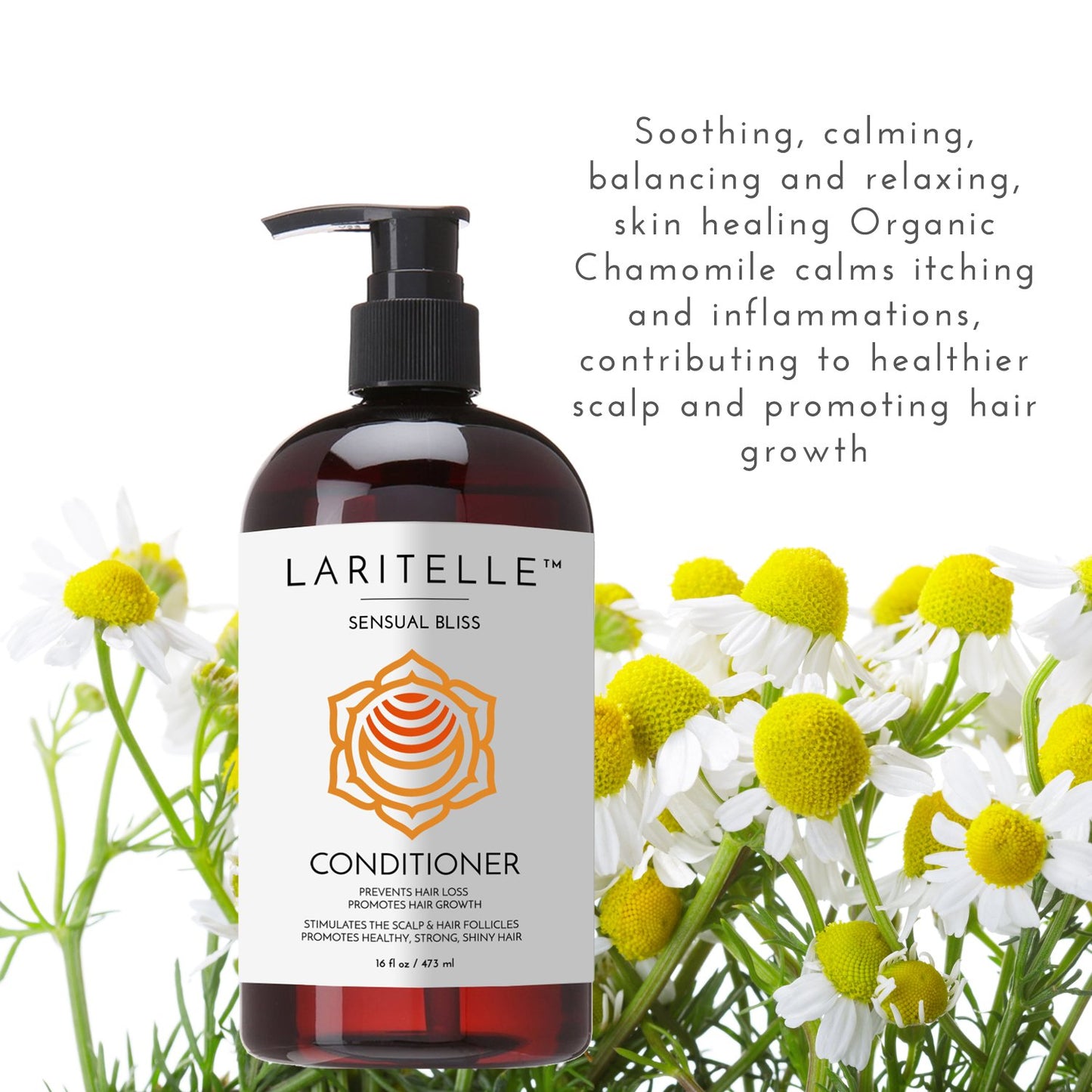 Laritelle Organic Hair Growth Set | Shampoo 16 oz + Conditioner 16 oz + Hair Loss Treatment 4 oz | Argan Oil, Rosemary, Palmarosa & Orange | NO GMO