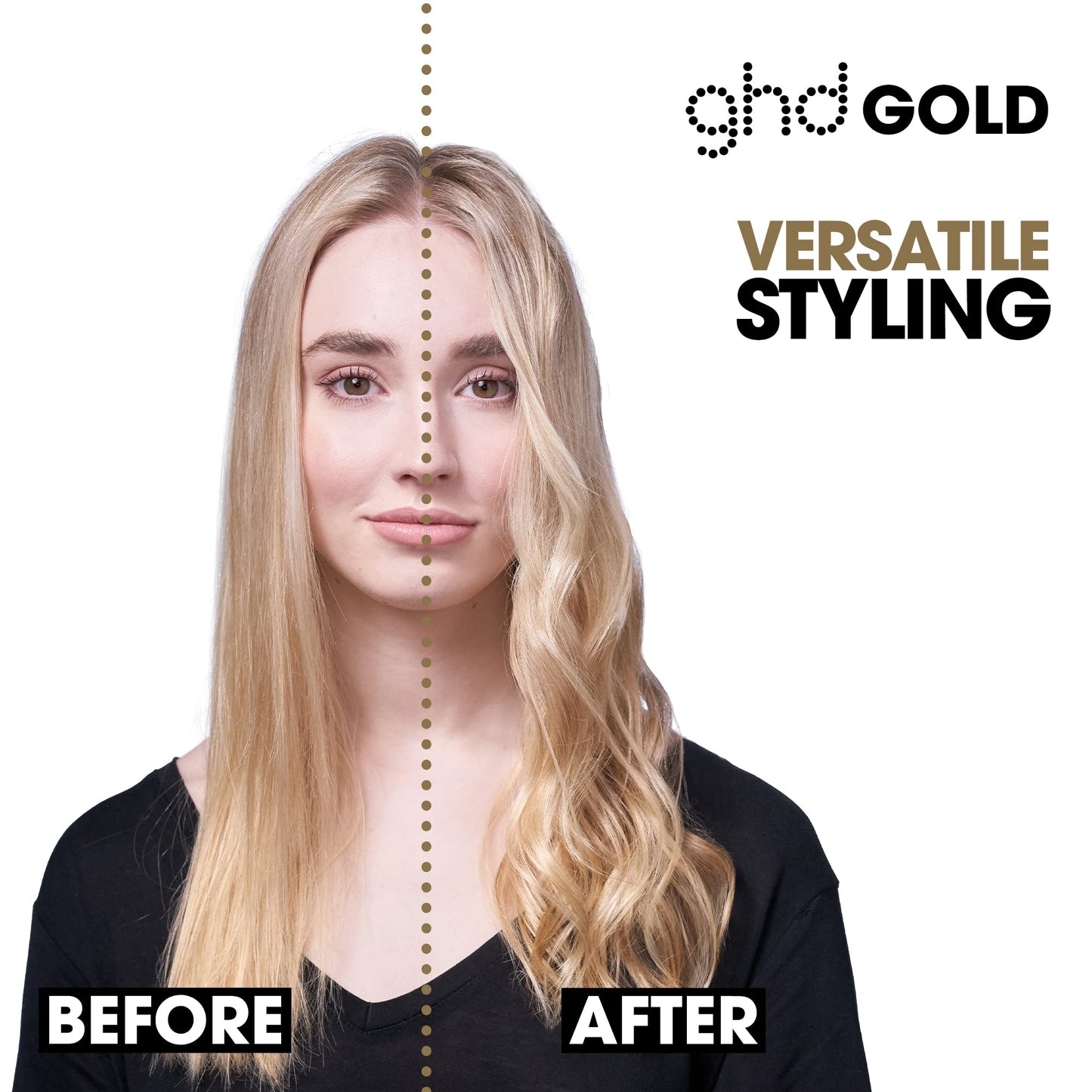 ghd Gold Styler - 1” Ceramic Flat Iron Hair Straightener - Dual-Zone Technology for Sleek Styles, Curls and Waves - 25s Heat-Up, 365ºF Safer Styling