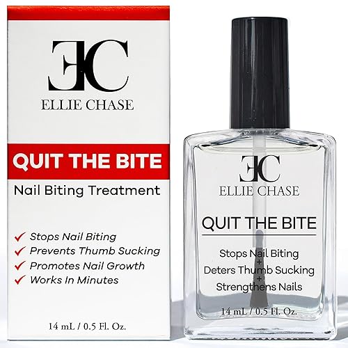Ellie Chase Stop Nail Biting Deterrent Treatment Polish Extra Bitter Taste 0.5 Oz | Stop Putting Fingers In Your Mouth | Safe For Adults & Kids |