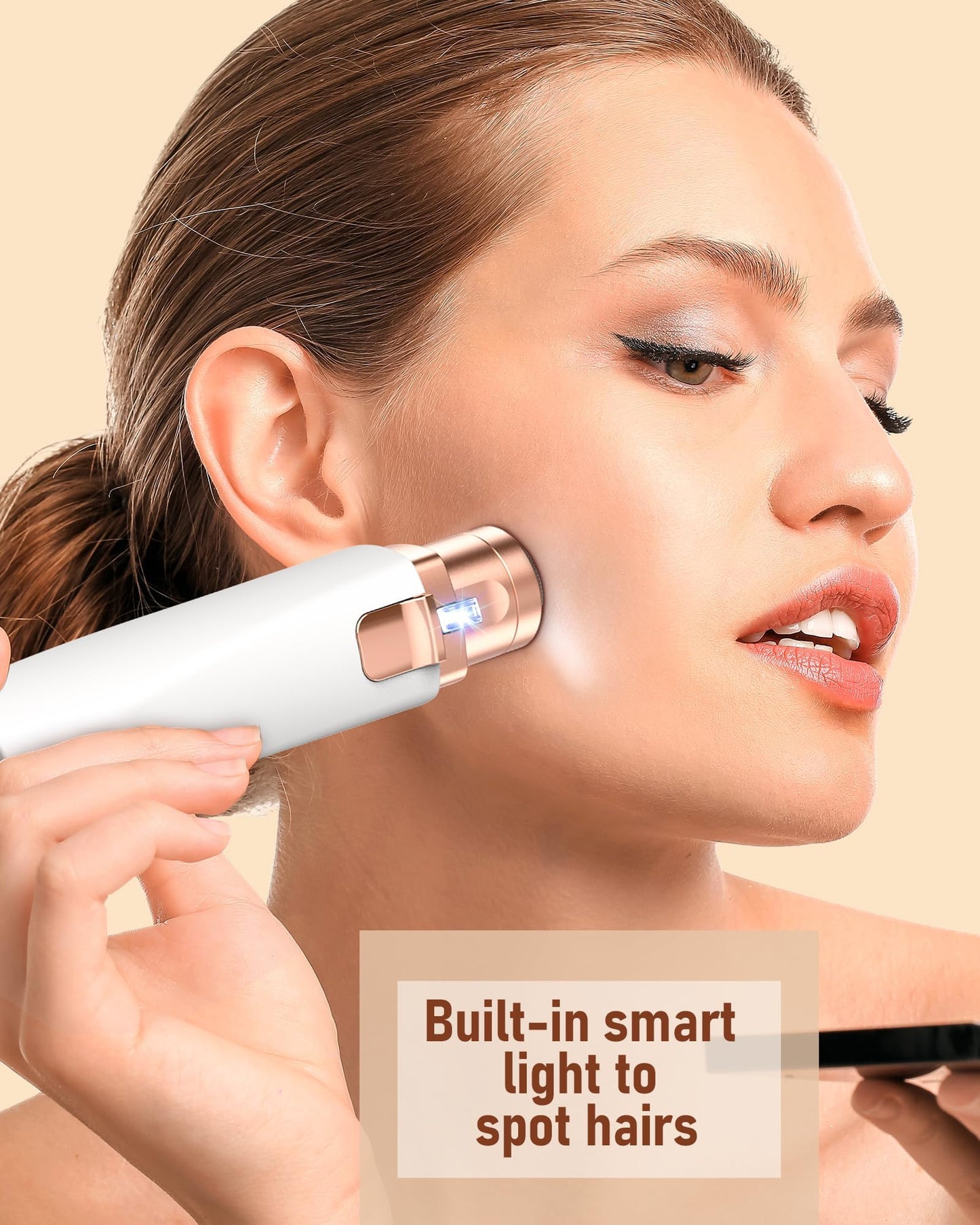 Eyebrow Trimmer Facial Hair Removal for Women: 2 in1 Rechargeable Face Shaver with LED Light, Painless Electric Eyebrow Razor for Eyebrows, Upper Lip Beauty and Personal Care IFANZETECH