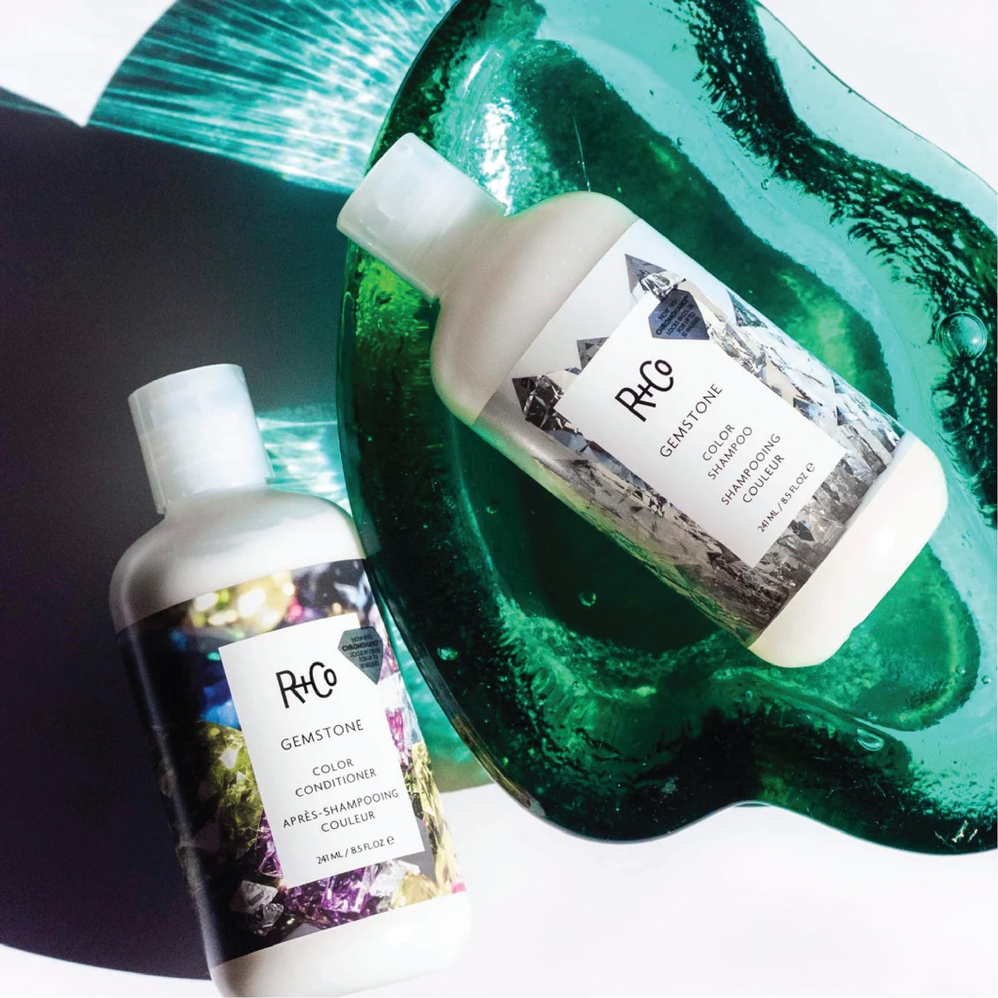 R+Co Gemstone Color Protection Shampoo + Conditioner Travel Set| Protects Color, Repairs & Nourishes | Vegan + Cruelty Free | 2oz (Pack of 2)