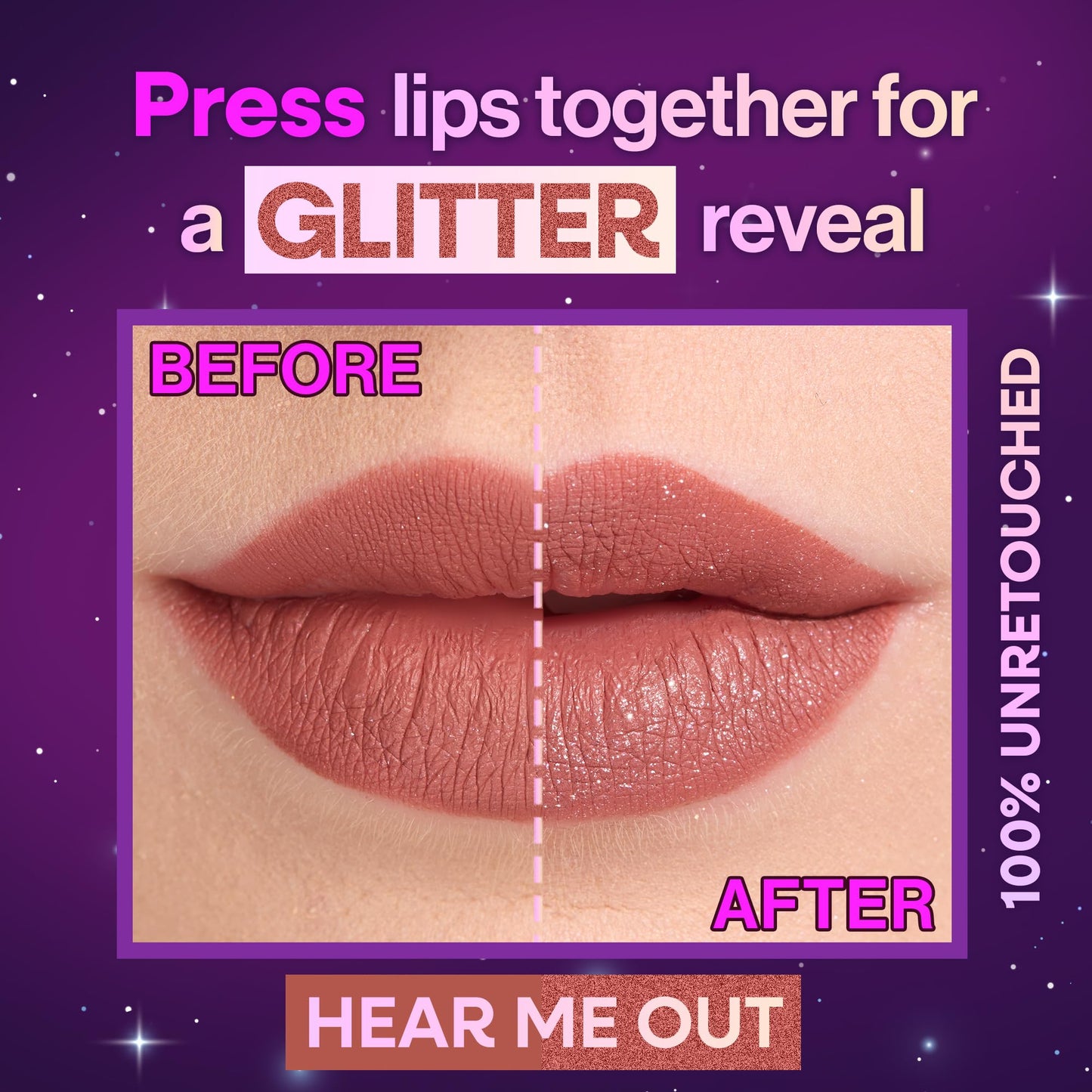 wet n wild Mega Glitter Shimmer Liquid Lipstick, Matte-to-Glitter Finish, Lightweight Formula, Comfortable Wear, Vitamin E-Infused for Nourished Lips, Vegan & Cruelty-Free - Hear Me Out