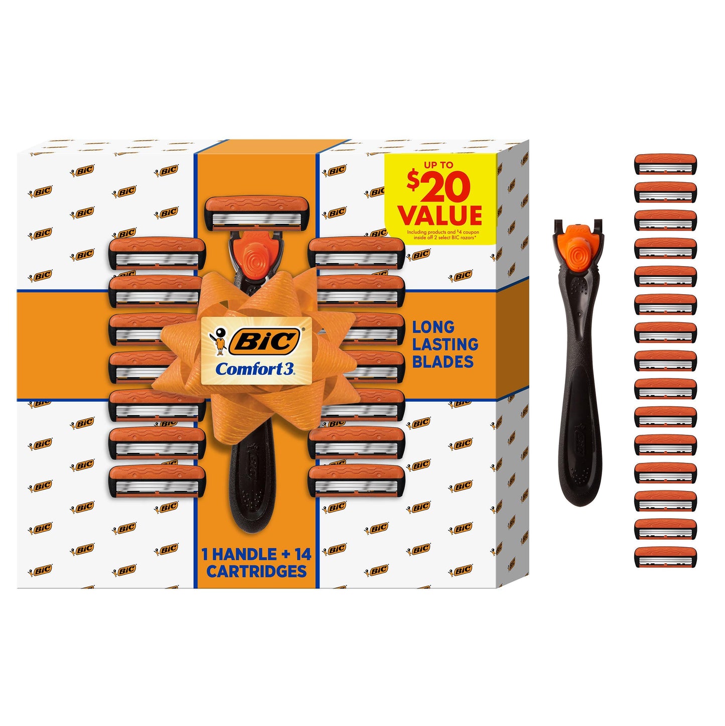 BIC Comfort 3 Refillable Men's 3-Blade Razors Holiday Gift Set, 1 Handle and 14 Cartridges, Stocking Stuffer for Men Beauty and Personal Care BIC Default Title