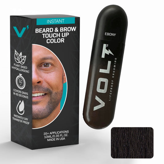 VOLT Grooming Temporary Instant Beard Color for Men, Quick Drying Plant-Based Brush On Beard, Hair, Mustache & Eyebrow Color, Safe for Sensitive Skin