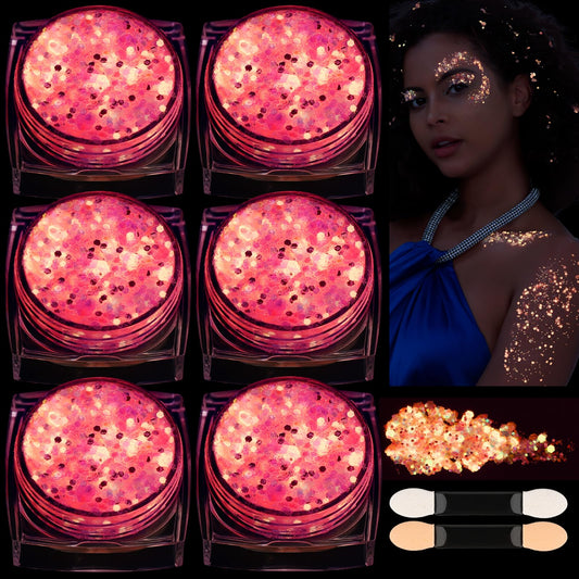 Teenitor Pink Glitter Glow in The Dark Glitter Gel, Pink Face Glitter Gel, Body Glitter Hair Glitter for UV Black Light Glow Party Raves Concerts Beauty and Personal Care Teenitor Default Title