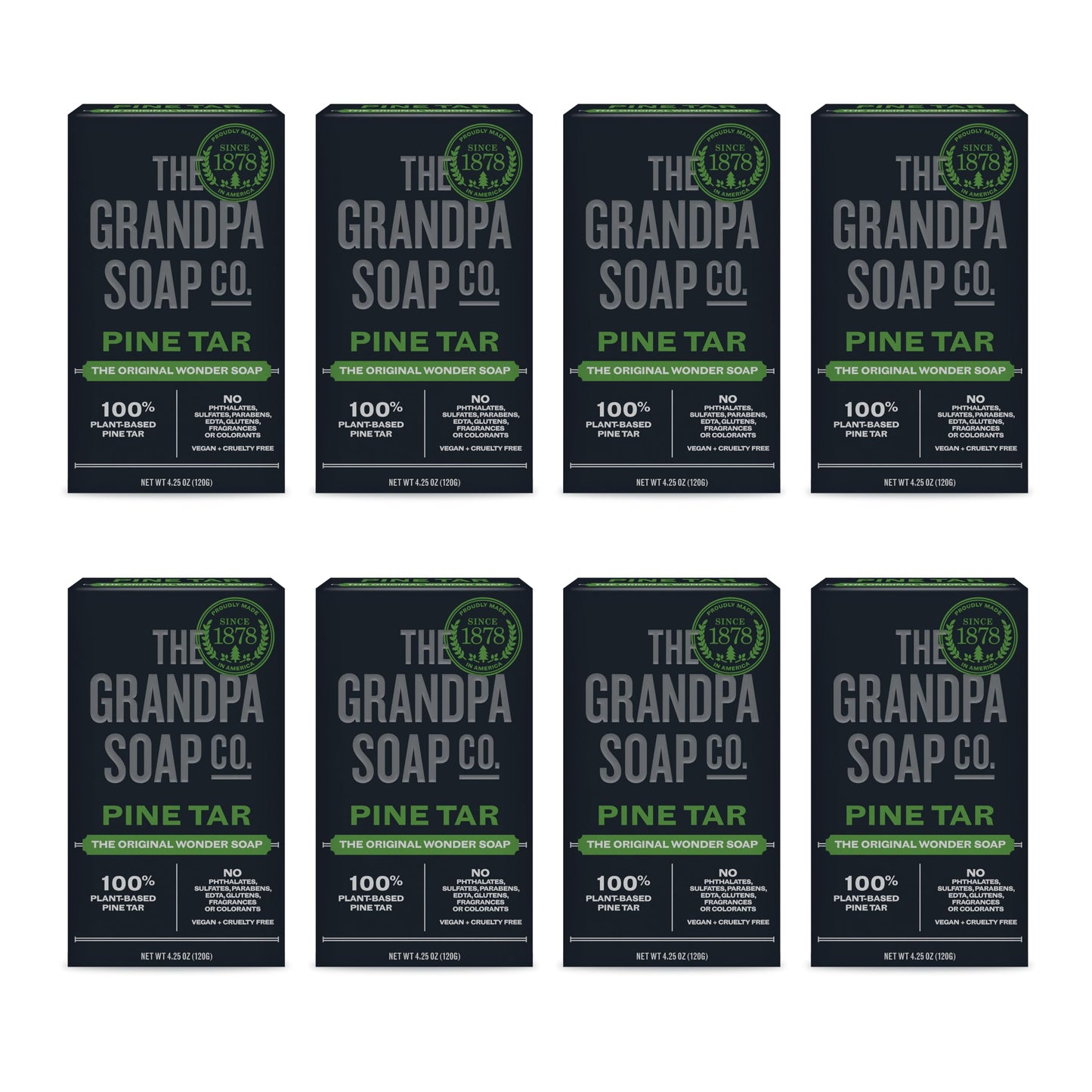 The Grandpa Soap Company Pine Tar Bar Soap for Men- Made With Pine Tar Oil, 3 in 1 Cleanser Deodorizer and Moisturizer, Dermatologist Tested, Safe