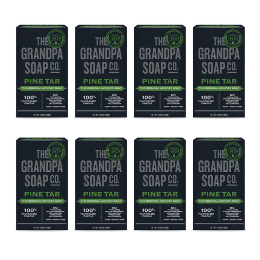 The Grandpa Soap Company Pine Tar Bar Soap for Men- Made With Pine Tar Oil, 3 in 1 Cleanser Deodorizer and Moisturizer, Dermatologist Tested, Safe