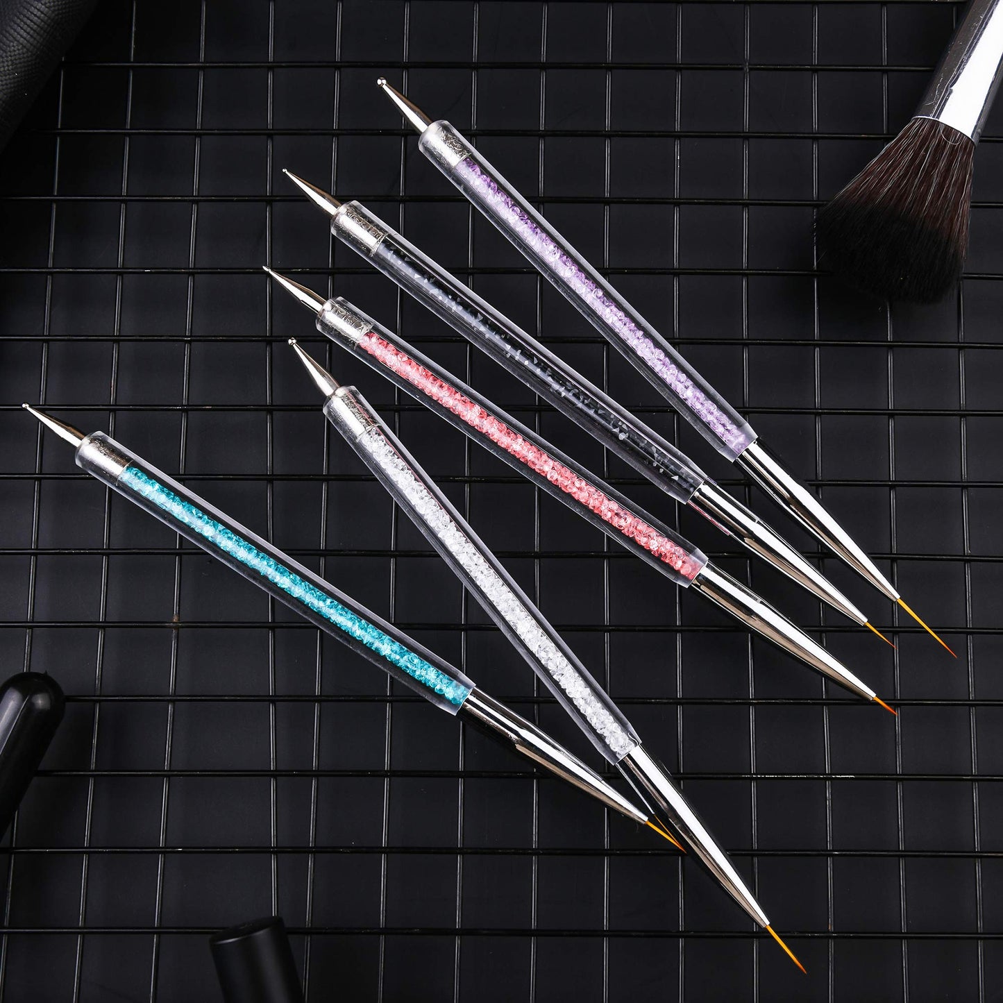 Mcduyant 8 Pieces Designs Brushes for Nail Art Resin Palette Gel Design Nail Art Dotting Tools Nail Gel Painting Brush Mixing Palette Nail Art