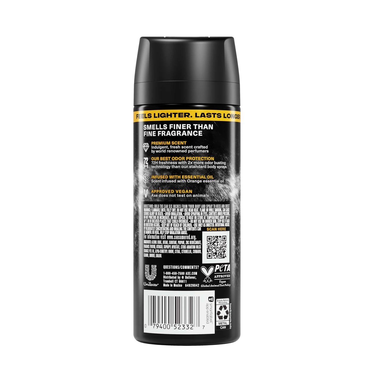 AXE Fine Fragrance Collection Body Spray 3 Count Black Vanilla 72 Hour Freshness Aluminum Free 2.9 oz Beauty and Personal Care AXE