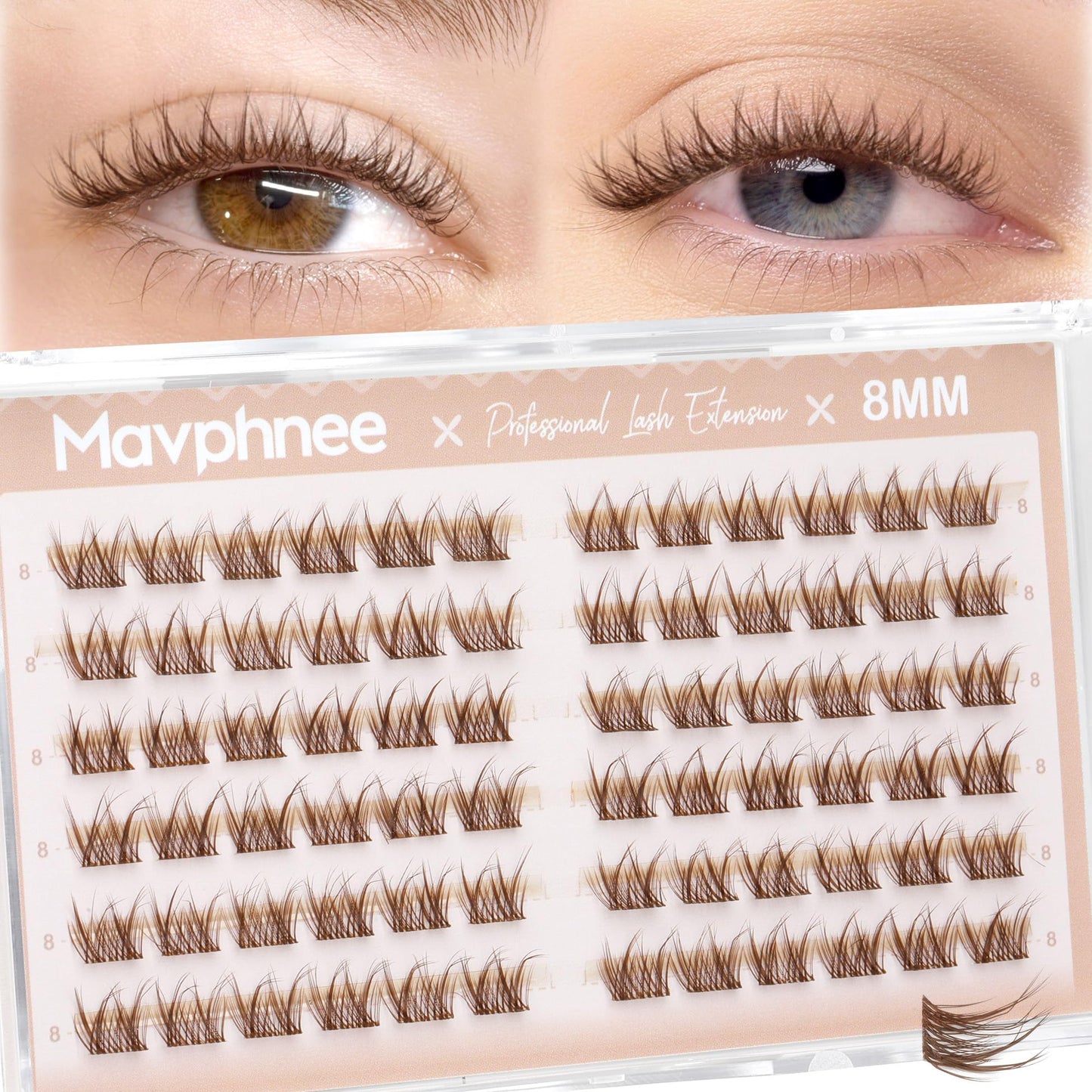 8MM Brown Lash Clusters Short Fluffy Individual Lashes with C Curl & Clear Band, Natural Look for Everyday Wear, Beginner-Friendly - Barely There Beauty and Personal Care Mavphnee Default Title