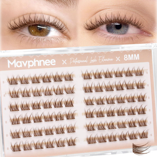 8MM Brown Lash Clusters Short Fluffy Individual Lashes with C Curl & Clear Band, Natural Look for Everyday Wear, Beginner-Friendly - Barely There Beauty and Personal Care Mavphnee Default Title
