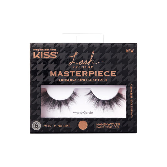 KISS Lash Couture Masterpiece Hand-Woven Faux Mink False Eyelashes, Style ‘Avant-Garde’, 12mm, Easy to Apply, Reusable, Vegan, Cruelty Free, 1 Pair