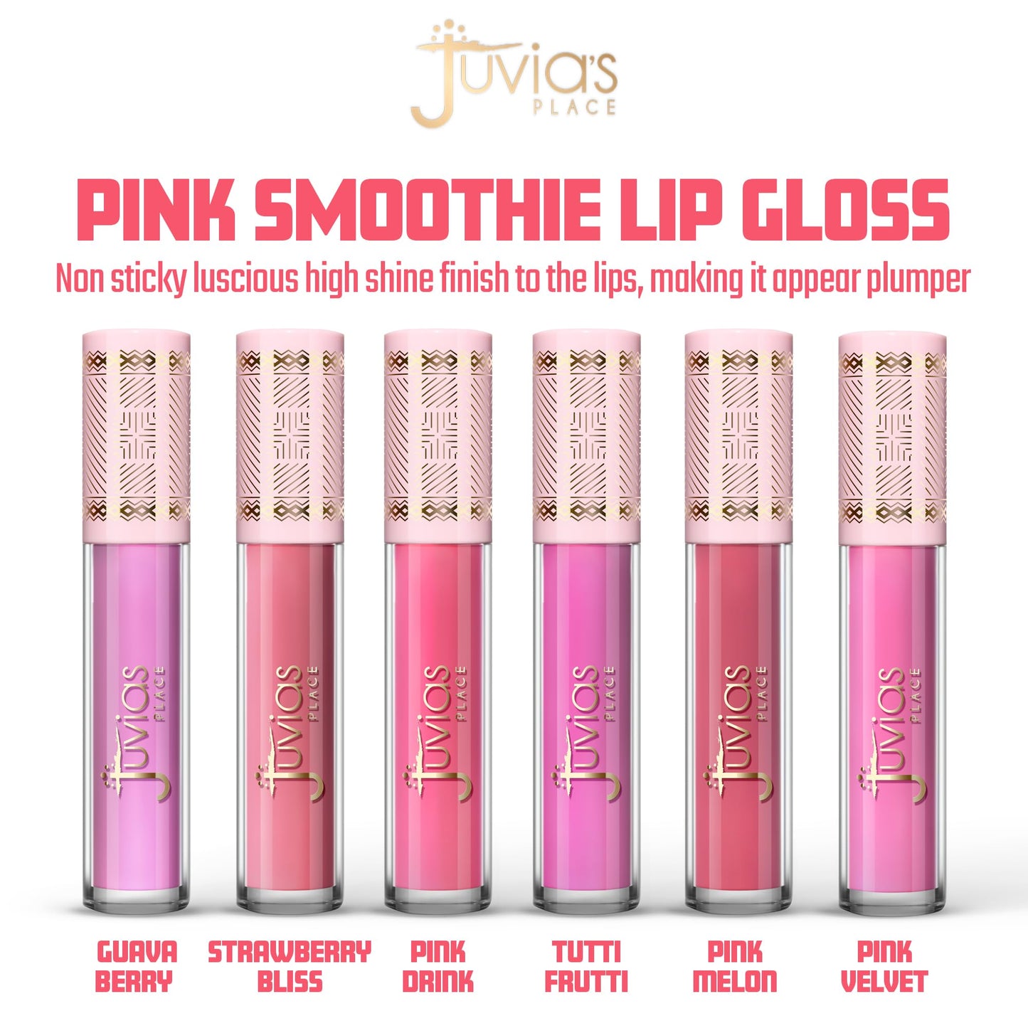 Juvia's Place Smoothie Lip Gloss Tutti Fruitty - Hydrating Cream Lipgloss with Pink & Mauve Tones - Non Sticky Plumping Glosses - High Shine Lipgloss