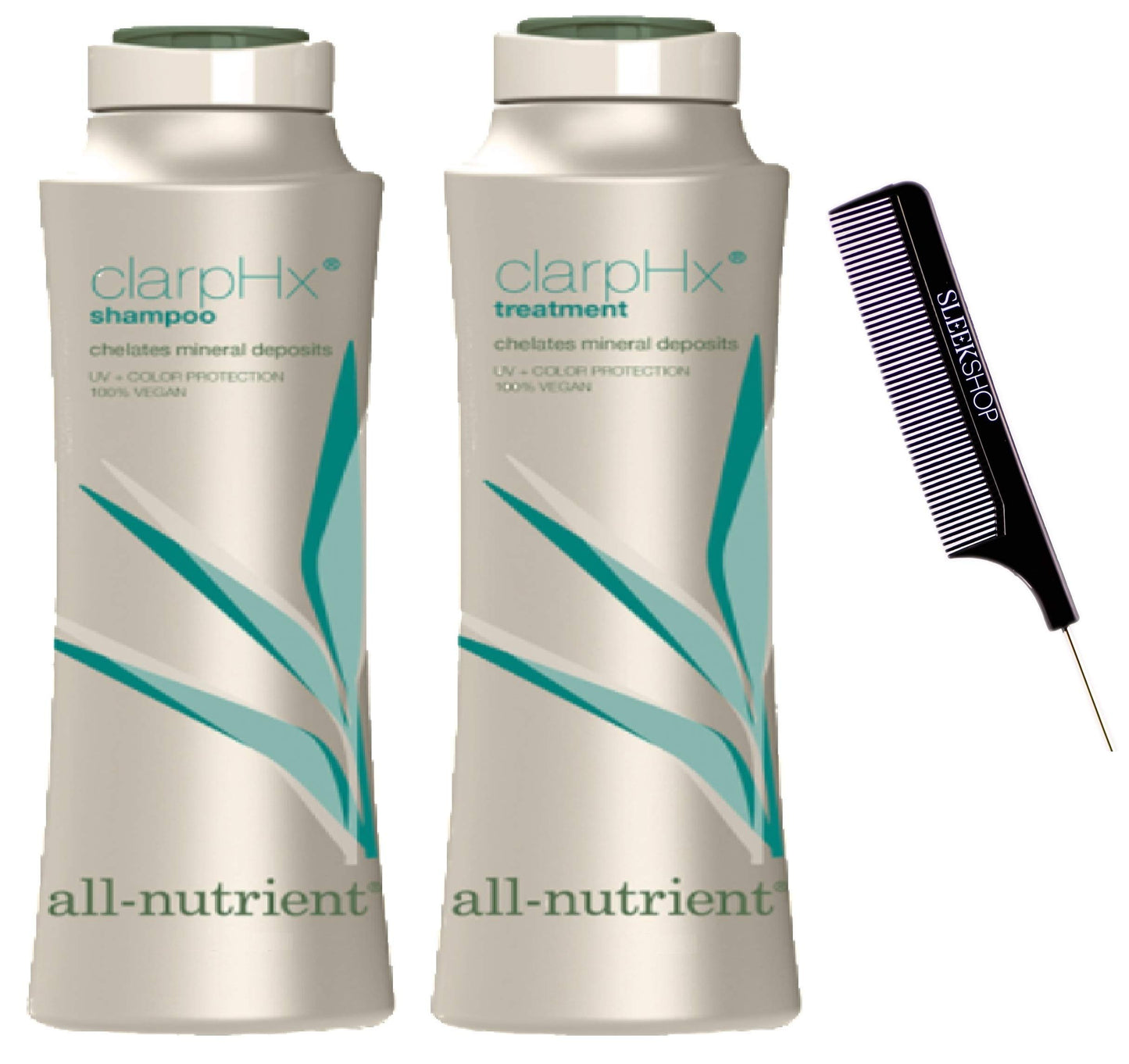 All-Nutrient ClarpHx Shampoo & Conditioner DUO SET, Chelates Hair Mineral Deposits for Pool & Well Water Exposure (w/Comb) Clarifying UV+ Protection