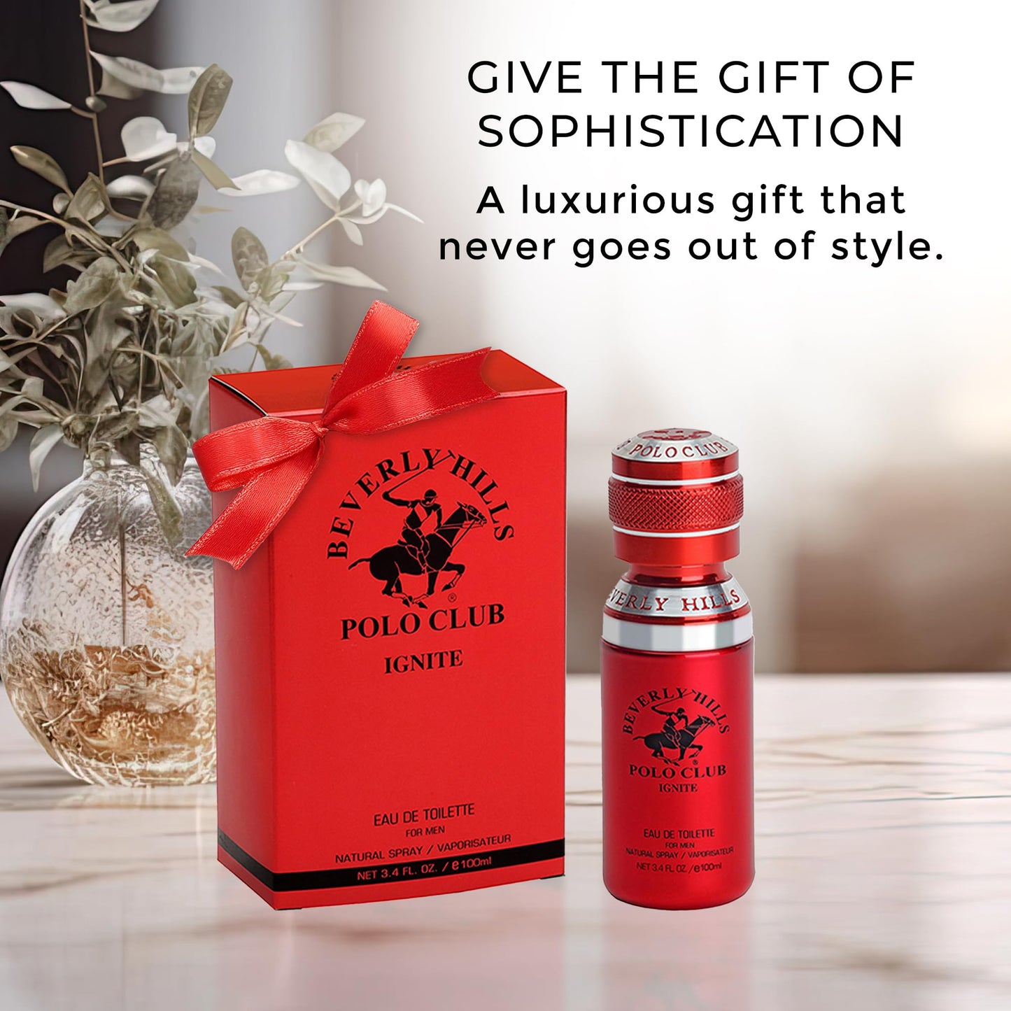 Beverly Hills Polo Club IGNITE - Cologne for Men with Notes of Vanilla, Cacao, Patchouli & Orchid - Sweet Floral Sexy Fragrance Scent - Eau De