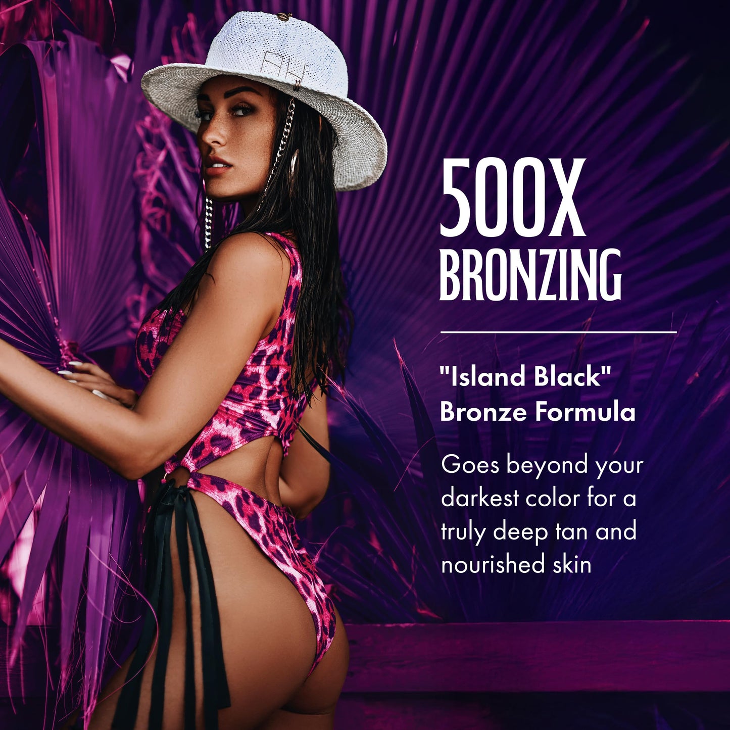 Aloha Hawaii Island Black Tanning Lotion, 500X Plateau-Erupting Bronzer with Copper Peptides, Hyaluronic Acid & Ceramides, 13.5 Fl Oz