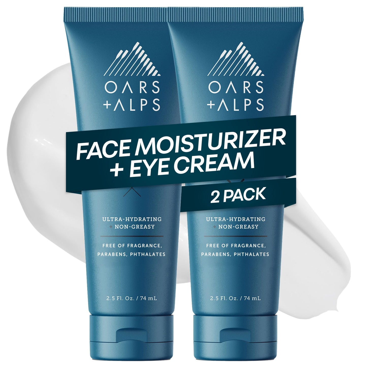 Oars + Alps Face Moisturizer and Eye Cream, Face Lotion with Aloe Leaf Juice and Vitamin E, Long Lasting, Hydrating Cream, TSA Friendly, 2.5 Fl Oz, 2