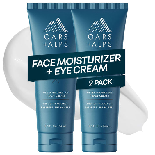 Oars + Alps Face Moisturizer and Eye Cream, Face Lotion with Aloe Leaf Juice and Vitamin E, Long Lasting, Hydrating Cream, TSA Friendly, 2.5 Fl Oz, 2