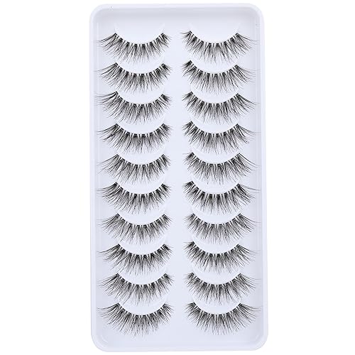 Newcally Lashes Natural Wispy False Eyelashes Cat Eye Lashes Hand-Knotted Soft Light Volume Fake Lashes Multipack