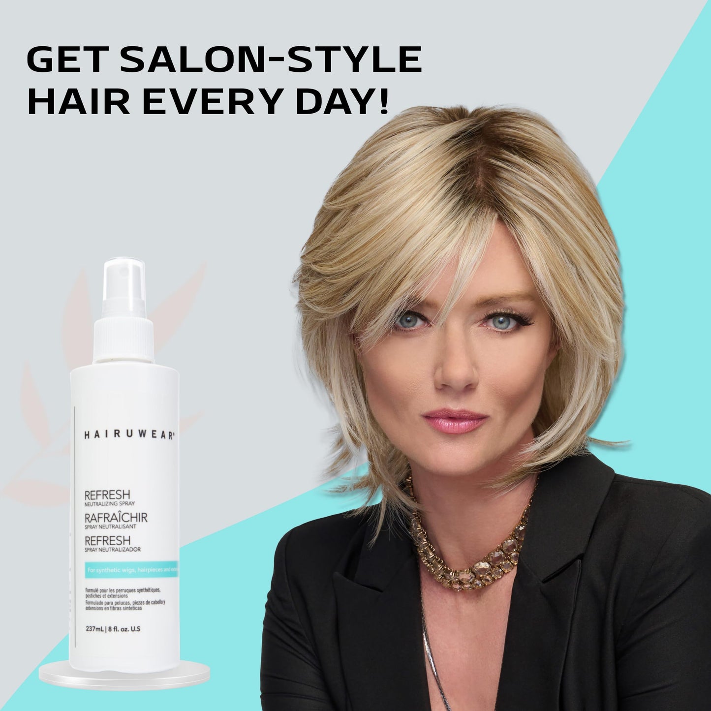 Raquel Welch HairUWear Refresher Spray for Synthetic Wigs, Hair Pieces, and Extensions 8 Fl oz, Clear