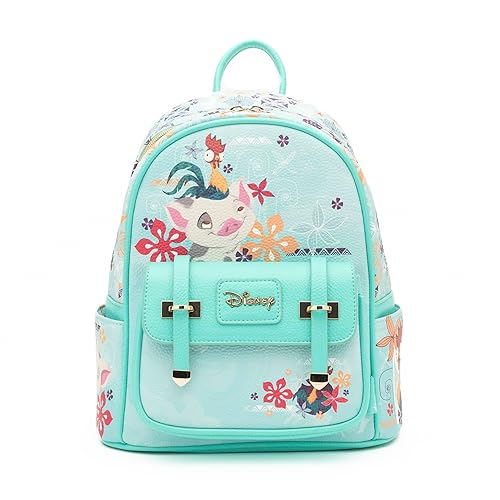 Wondapop - Moana Featuring Pua and Hei Hei 11"" Vegan Leather Fashion Mini Backpack, Blue