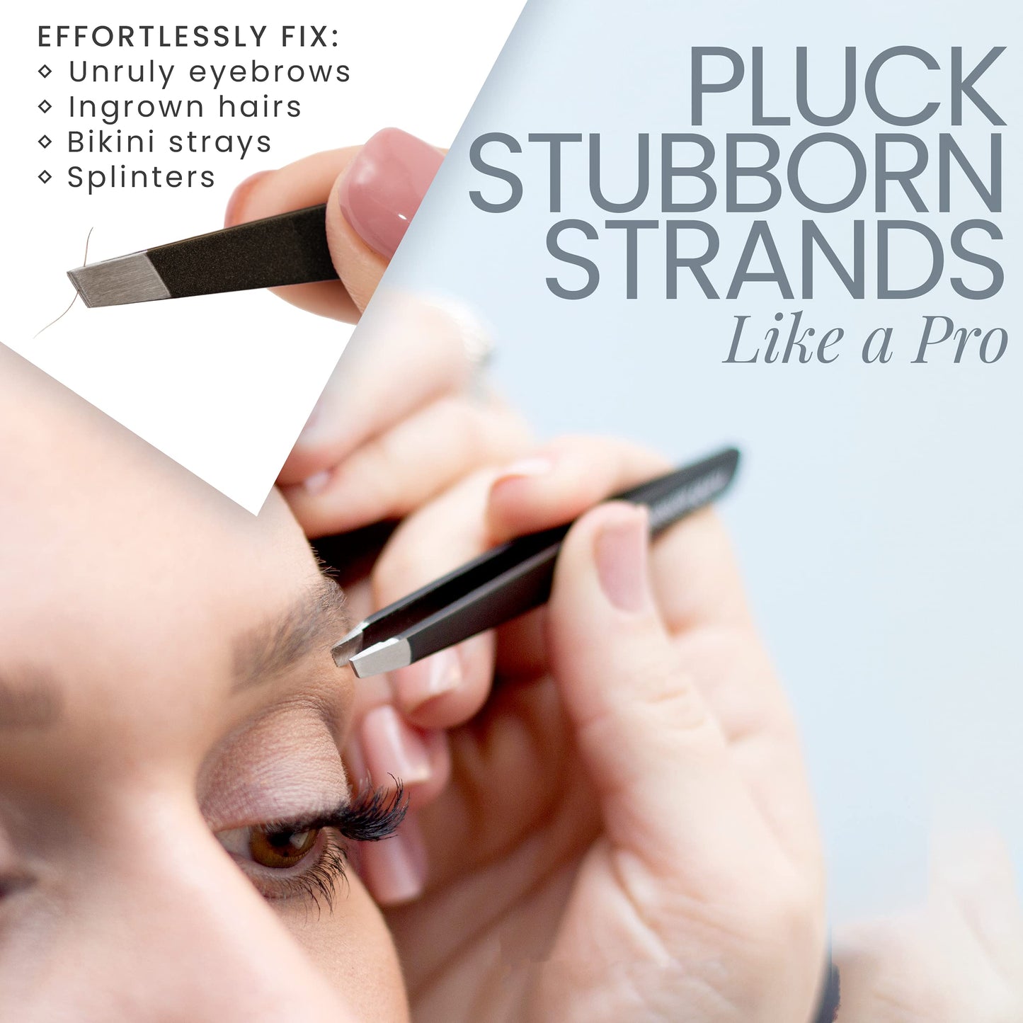 Tweezer Guru Eyebrow Tweezer Set (4-Piece) for Women & Men - Professional Slant and Pointed Tweezers Set with Case - Precision Tweezers Kit for Facial