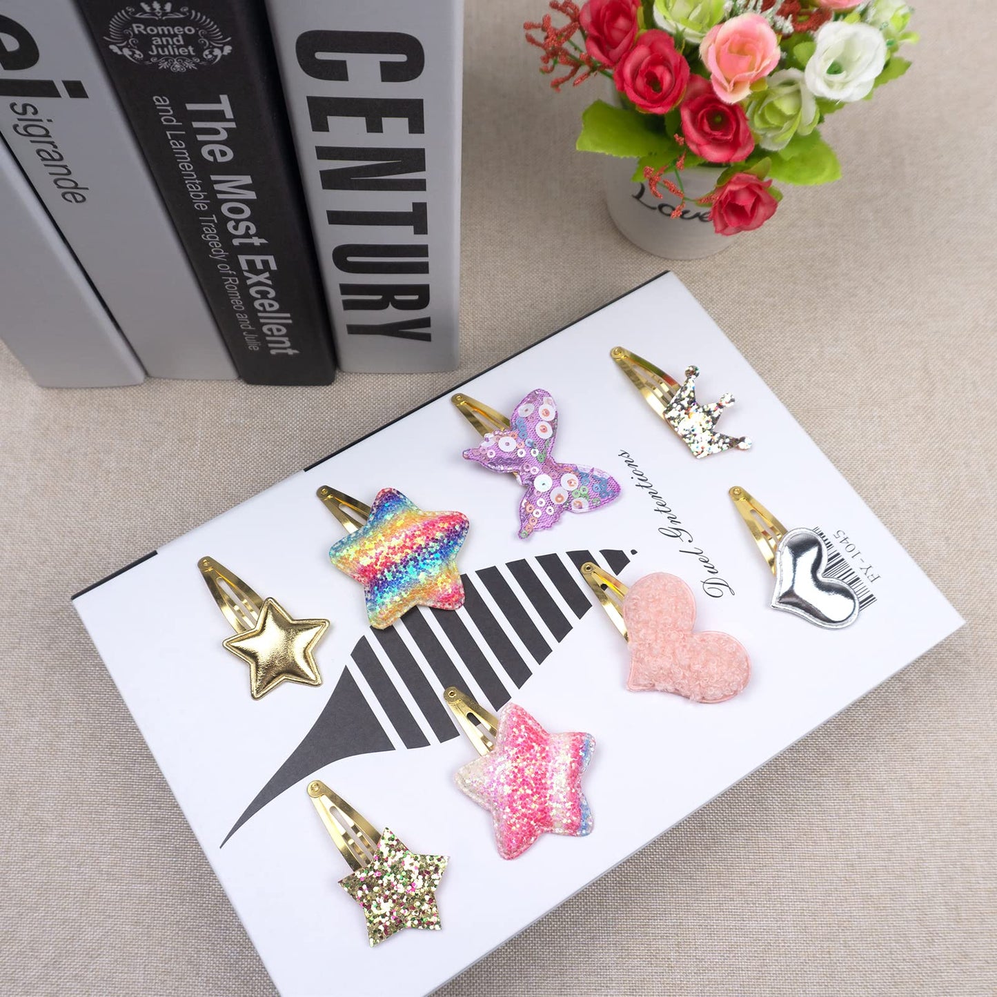 8 Pairs/16 Pack Hair Clips for Girls, Gingbiss Butterfly Metal Snap Hair Clips, Cute Girls Barrettes Heart Shaped Hair Clips Accessories for Kids