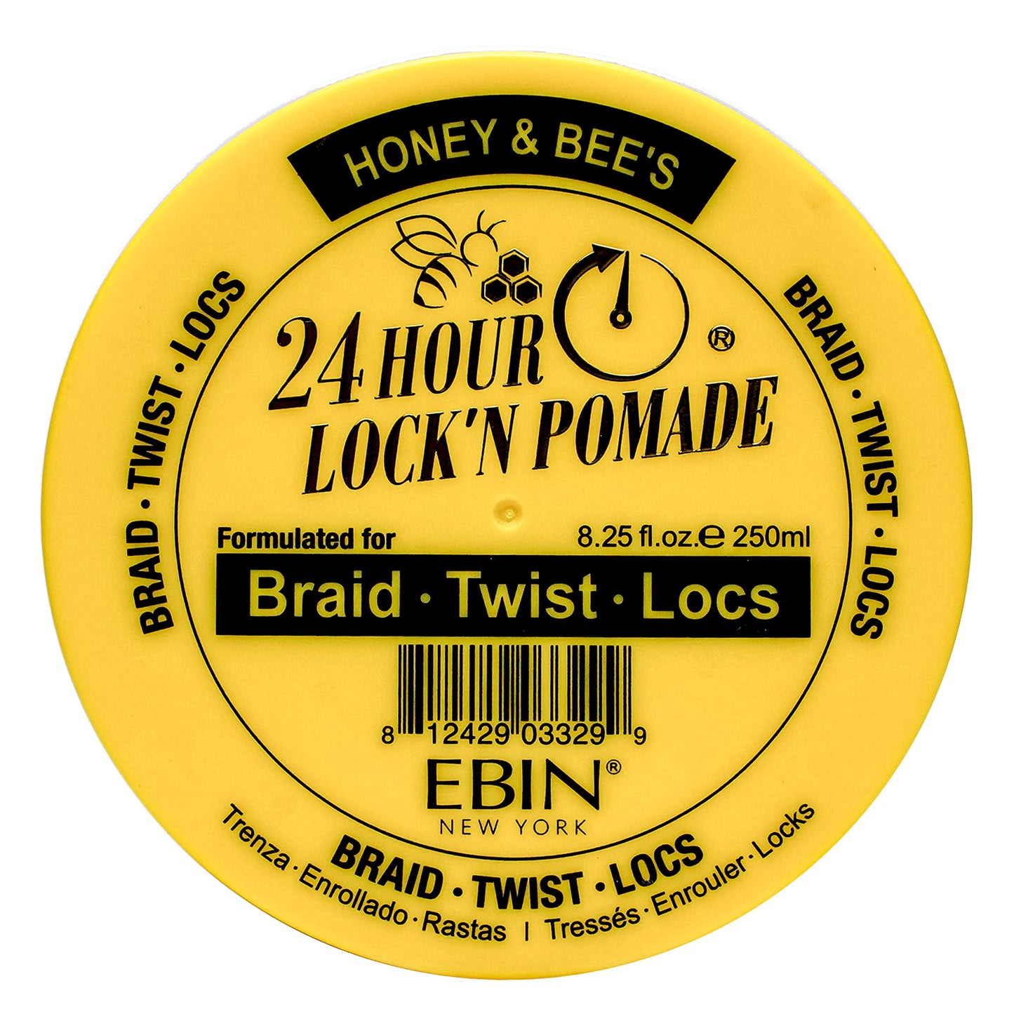 EBIN NEW YORK 24 HOUR LOCK'N POMADE Braid Formula, Honey & Bee’s, 8.25 Oz | Great for Braiding, Twisting, Edges, No Residue, No Flaking, Extreme Firm