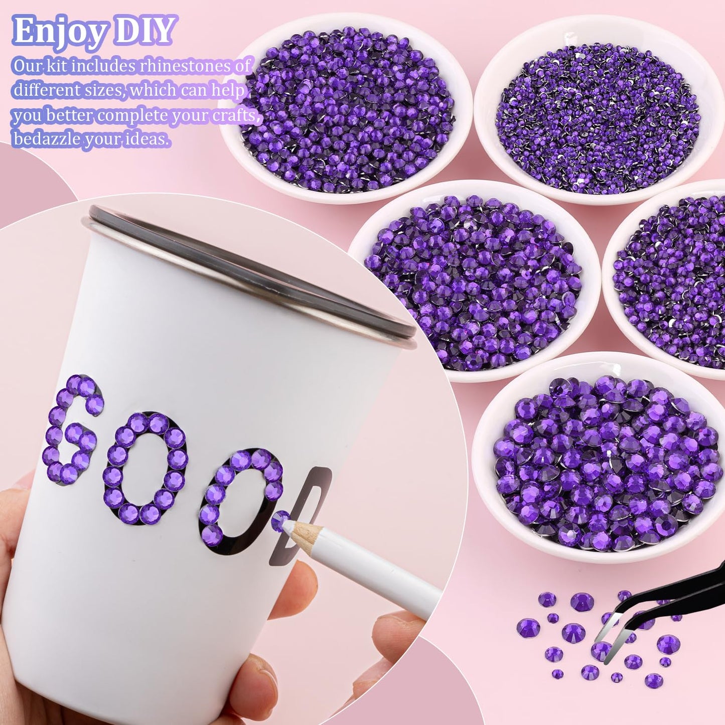 30000Pcs Dark Purple Rhinestones for Bedazzling with B7000 Jewelry Glue, Bedazzler Kit Flatback Gems, Resin Rhinestones for Crafting Crafts Clothing Beauty and Personal Care TINKRSTUFF
