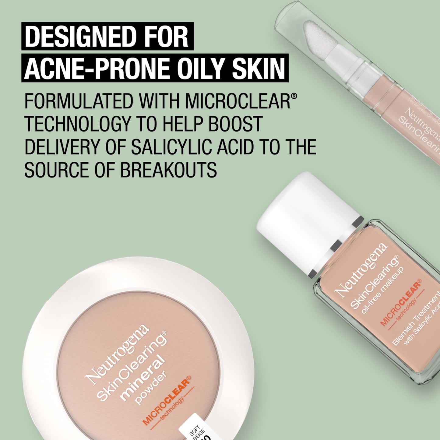 Neutrogena SkinClearing Pressed Mineral Powder Compact for Acne Prone Skin, Oil Absorbing Acne Makeup with Salicylic Acid helps to Cover, Treat